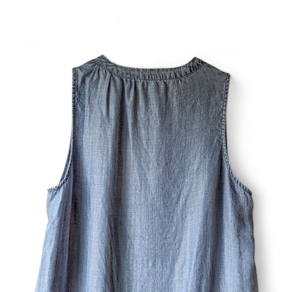 Splendid Denim Lagenlook Sleeveless Large Pocket Jean Mini Dress Women's Sz S - Picture 8 of 12